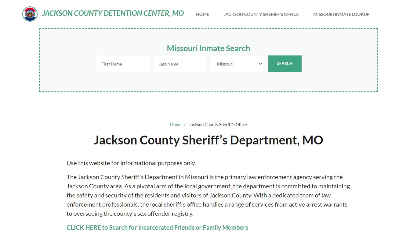 Jackson County Sheriff Department, MO Arrests, Warrant Lookup